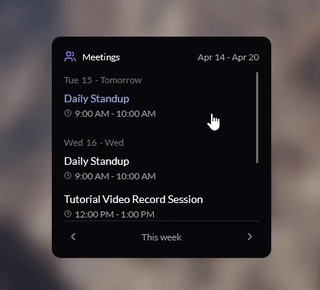 Meetings Widget Demo